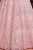 Fabulous Baby Pink Mirror Work Net Bridal Wear Lehenga Choli