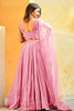 Outstanding Light Pink Sequins Georgette Function Wear Lehenga Choli