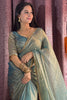 Astonishing Blue Hand Work Party Wear Saree With Blouse