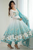 Impressive Sky Blue Floral Printed Organza Anarkali Suit With Dupatta