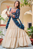 Mesmerizing Blue Cotton Navratri Wear Lehenga With Gamthi Work Top