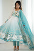 Impressive Sky Blue Floral Printed Organza Anarkali Suit With Dupatta