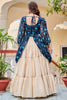 Mesmerizing Blue Cotton Navratri Wear Lehenga With Gamthi Work Top