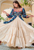 Mesmerizing Blue Cotton Navratri Wear Lehenga With Gamthi Work Top