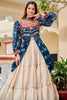 Mesmerizing Blue Cotton Navratri Wear Lehenga With Gamthi Work Top