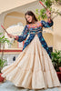 Mesmerizing Blue Cotton Navratri Wear Lehenga With Gamthi Work Top