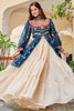 Mesmerizing Blue Cotton Navratri Wear Lehenga With Gamthi Work Top