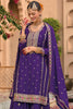 Exquisite Purple Sequins Work Chinon Festive Wear Palazzo Suit