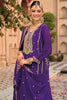 Exquisite Purple Sequins Work Chinon Festive Wear Palazzo Suit