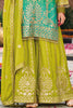 Beautiful Green Embroidered Chinon Function Wear Palazzo Suit