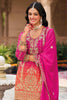 Beautiful Pink Embroidered Chinon Silk Festival Wear Palazzo Suit