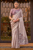 Wonderful Dusty Purple Printed Silk Casual Wear Saree With Blouse