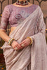 Wonderful Dusty Purple Printed Silk Casual Wear Saree With Blouse