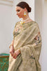 Dazzling Olive Green Printed Silk Event Wear Saree With Blouse