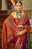 Enjoyable Purple Zari Weaving Banarasi Silk Event Wear Saree