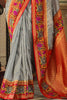 Adorable Grey Zari Weaving Banarasi Silk Traditional Saree With Blouse