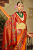 Surprising Orange Zari Weaving Banarasi Silk Event Wear Saree