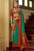 Shocking Teal Green Zari Weaving Banarasi Silk Function Wear Saree