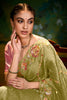 Wonderful Pista Green Heavy Border Work Organza Wedding Wear Saree