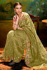Wonderful Pista Green Heavy Border Work Organza Wedding Wear Saree