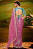 Magnetic Pink Sequins Work Organza Engagement Wear Saree With Blouse