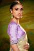 Attractive Beige Border Work Organza Reception Wear Saree With Blouse