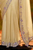 Attractive Beige Border Work Organza Reception Wear Saree With Blouse