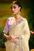 Attractive Beige Border Work Organza Reception Wear Saree With Blouse