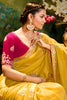 Adorable Yellow Sequins Work Organza Haldi Wear Saree With Blouse