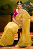 Adorable Yellow Sequins Work Organza Haldi Wear Saree With Blouse