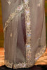 Precious Grey Sequins Work Organza Event Wear Saree With Blouse