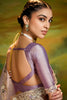 Precious Grey Sequins Work Organza Event Wear Saree With Blouse