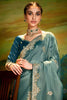 Fabulous Sea-Green Border Work Organza Wedding Wear Saree With Blouse