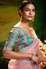 Stunning Pink Heavy Border Work Organza Event Wear Saree With Blouse