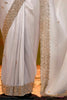Surprising Grey Sequins Work Organza Function Wear Saree With Blouse