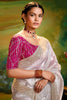 Surprising Grey Sequins Work Organza Function Wear Saree With Blouse