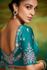 Astonishing Sea Green Border Work Organza Engagement Wear Saree