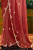 Breathtaking Red Border Work Organza Event Wear Saree With Blouse