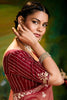 Breathtaking Red Border Work Organza Event Wear Saree With Blouse