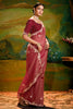 Breathtaking Red Border Work Organza Event Wear Saree With Blouse