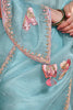 Dazzling Sky-Blue Sequins Work Organza Wedding Wear Saree With Blouse