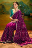 Ravishing Purple Border Work Organza Reception Wear Saree With Blouse