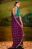 Ravishing Purple Border Work Organza Reception Wear Saree With Blouse