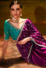 Ravishing Purple Border Work Organza Reception Wear Saree With Blouse