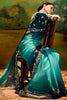 Fantastical Turquoise Blue Border Work Organza Event Wear Saree