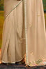 Pretty Cream Thread Embroidery Work Organza Wedding Wear Saree