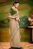 Pretty Cream Thread Embroidery Work Organza Wedding Wear Saree