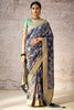 Attractive Navy Blue Zari Weaving Silk Event Wear Saree With Blouse