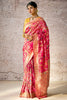 Incredible Pink Zari Weaving Silk Festival Wear Saree With Blouse