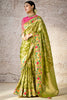 Precious Olive Green Zari Weaving Silk Mehendi Wear Saree With Blouse